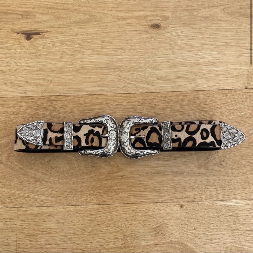 B-Low the Belt Leopard Print Belt with Silver Buckle - Picture 2 of 4